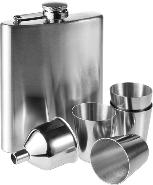 Set flasque et verres en acier noxydable  Brittany
