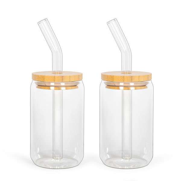 Set de 2 verres avec pailles