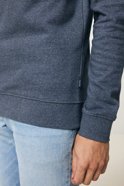 Pull à col rond en coton recyclé non teinté Iqoniq Denali - Heather Navy / XXL