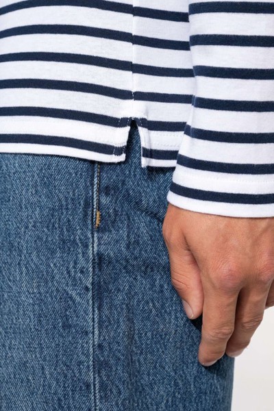 Men’S Long-Sleeved Breton Stripe Top - S