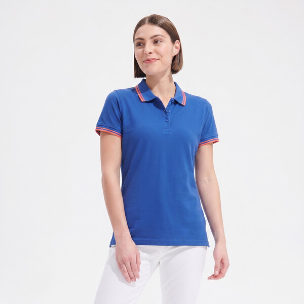 PASADENA pólo mulher 200g Pasadena Women - Azul Real / BrancoS