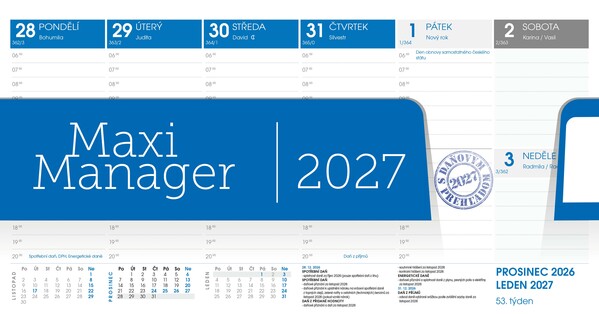 Stolný kalendár Maximanager 2027, A4 - Farba