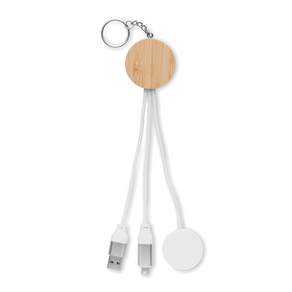 Key ring with 4 in 1 60W cable Bule - White