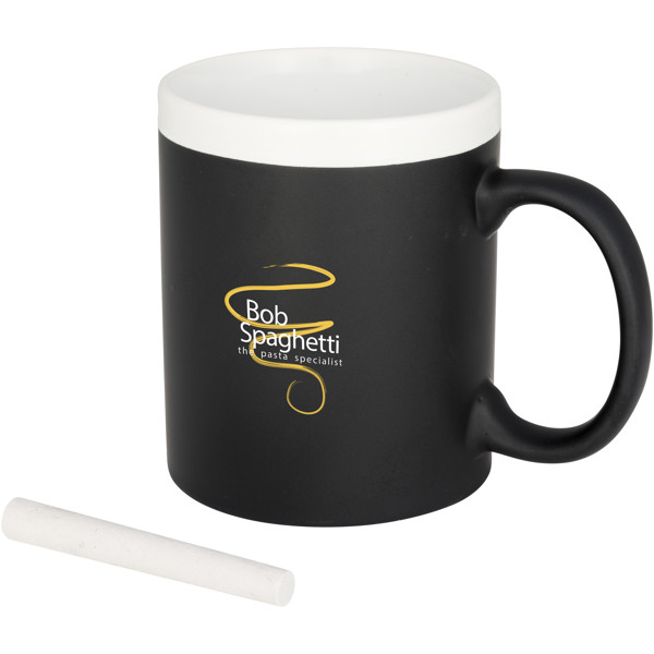 Chalk-write 330 ml ceramic mug - White