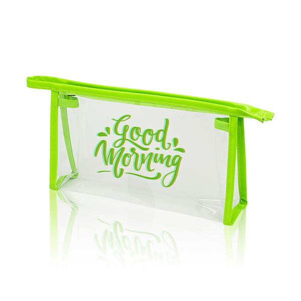 Necessaire Em Pvc Transparente, Com Detalhes Néon - Amarelo Fluorescente