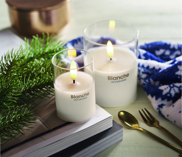 Xandle+ LED wax candle, glass holder, 75 mm Ø