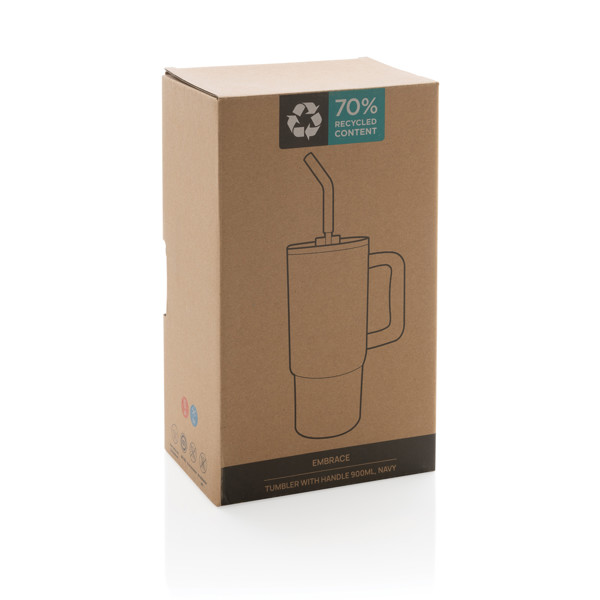 Mug 900ml en acier inoxydable recyclé Embrace RCS - Bleu Marine