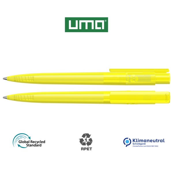 RECYKLOVANÉ PET PEN PRO transparent guľôčkové pero - Žltá