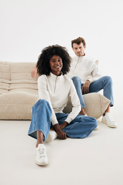 IQONIQ Elgon recycled cotton quarter zip sweater - Ivory White / XXL