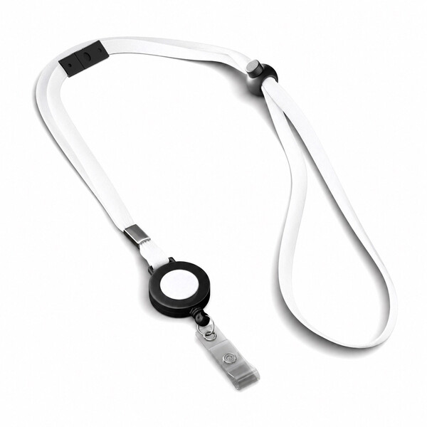 Adjustable polyester sublimation lanyard with badge reel - Safety breakaway
