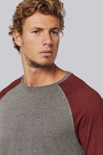 Adult Triblend Two-Tone Sports Short-Sleeved T-Shirt - Grey Heather / Sporty Royal Blue Heather / L