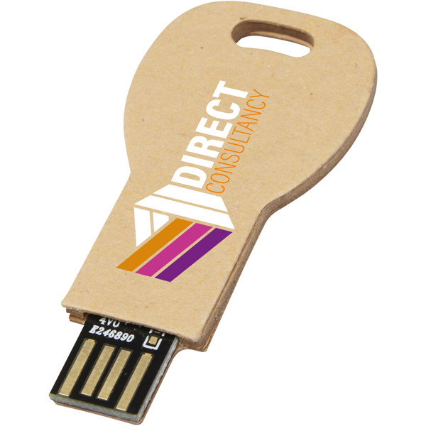 Clé USB 2.0 en papier recyclé en forme de clé - Marron kraft / 2GB