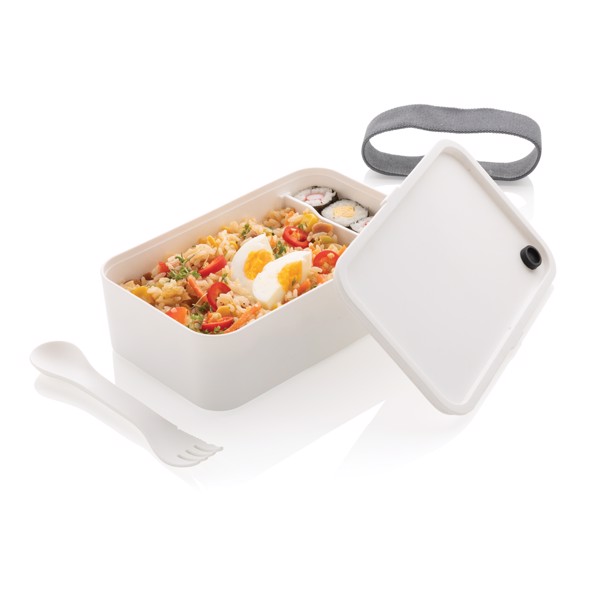 PP lunchbox with spork - White