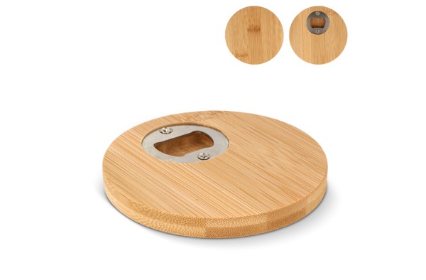 Bamboo coaster &amp; bottle opener - Nature
