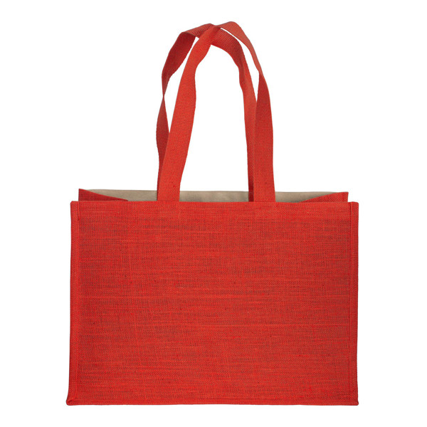 280 G/M2 Cotton Shopping Bag With Jute Details, Long Handles And Gusset - Red