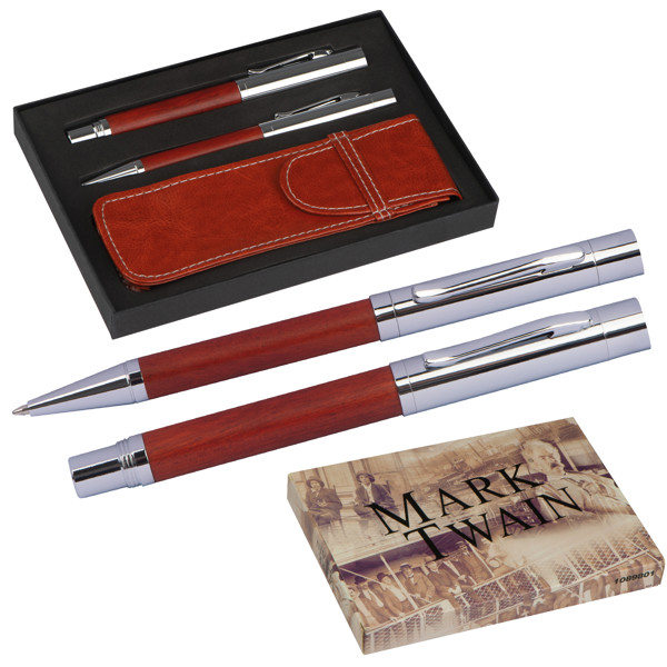 Mark Twain writing set ALFREDO - Brown
