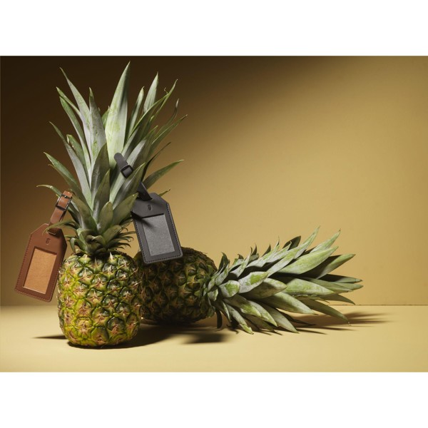 Vegan Pineapple Leather Luggage Tag - Black
