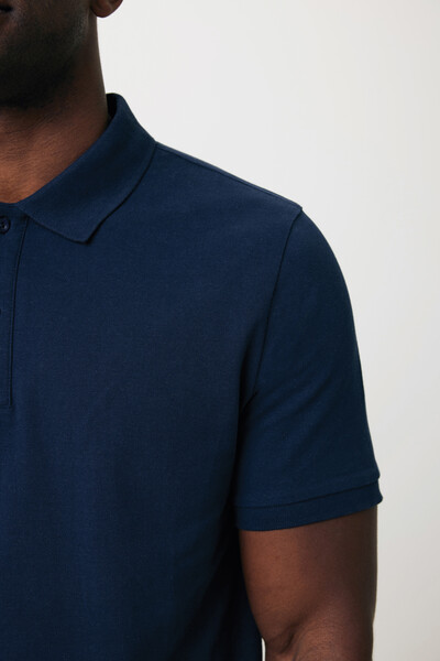 Polo en coton piqué et recyclé Iqoniq Yosemite - Bleu Marine / L