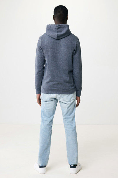 Sweat à capuche en coton recyclé et non teinté Iqoniq Torres - Heather Navy / L