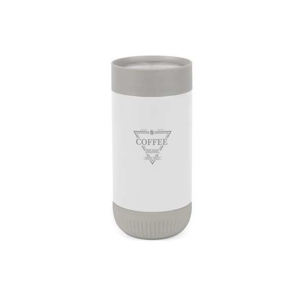 VINGA Erie RCS recycled RVS push mug 350 ML - Wit / Grijs
