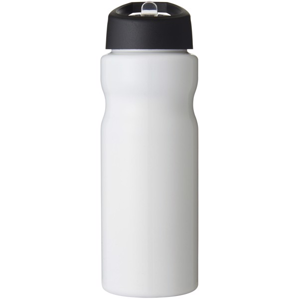 Garrafa desportiva com tampa com boquilha de 650 ml H2O Base® - Branco / Preto Liso