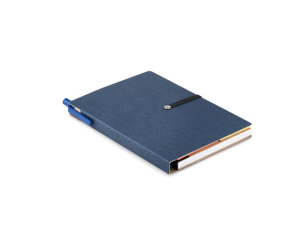 Carnet recyclé ligné et stylo Reconote - Bleu