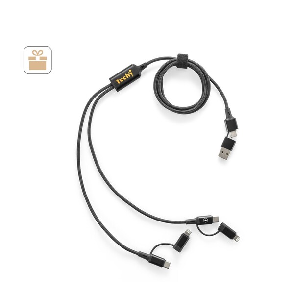 BERTOZZI. Superbrzi 6-u-1 USB kabel izrađen od recikliranog aluminija (20%) i recikliranog PET-a (4%)