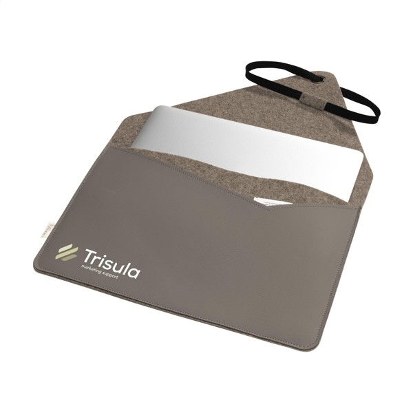 Recycled Felt & Apple Leather Laptop Sleeve 15/16" - Black