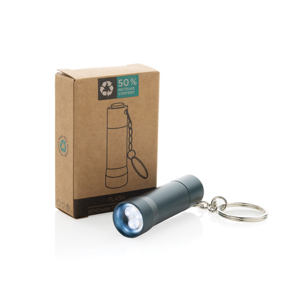Porte-clés torche en aluminium recyclé RCS Flash - Bleu
