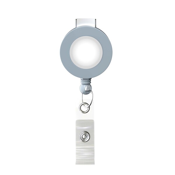 Retractable badge reel in round shape with ⌀2cm logo - Medium Grey