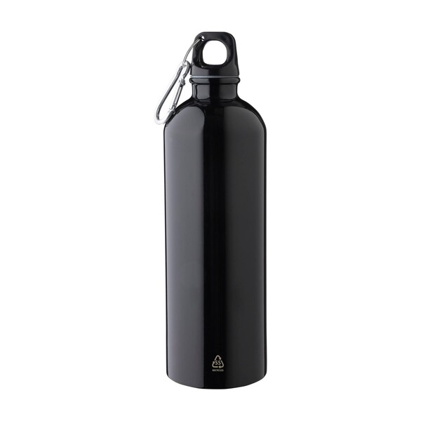 Jednoplášťová fľaša z recyklovanej nehrdzavejúcej ocele (750 ml) Emeric - Čierna