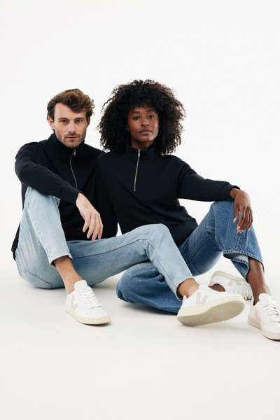 IQONIQ Elgon recycled cotton quarter zip sweater - Black / 4XL