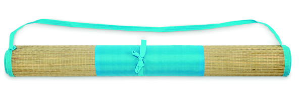 Natural straw beach mat Rafia - Turquoise