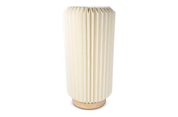 Coollux foldable paper LED lamp Aurora Tall on wooden base, 32cm - Nature