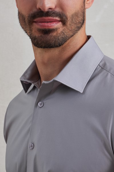 Men's Stretch-Fit Cotton Poplin Long Sleeve Shirt - Pale Blue / 3XL