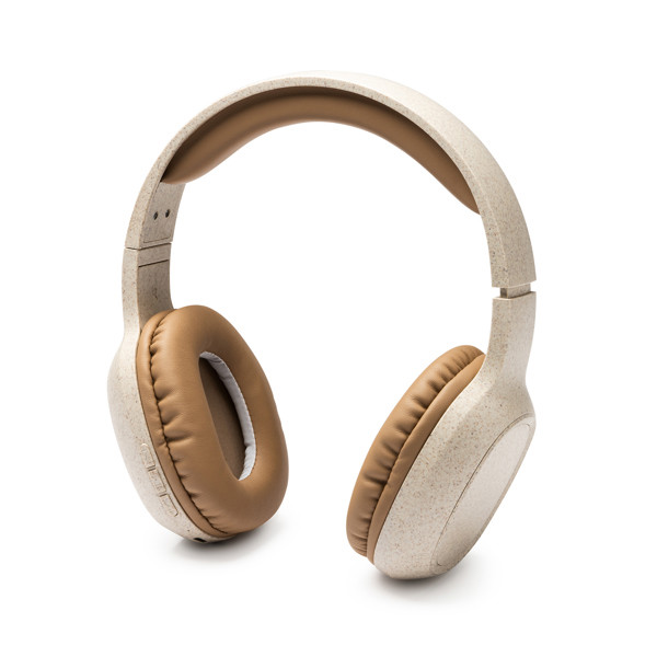 Auriculares inalámbricos personalizados de fibra de trigo con Bluetooth y radio FM