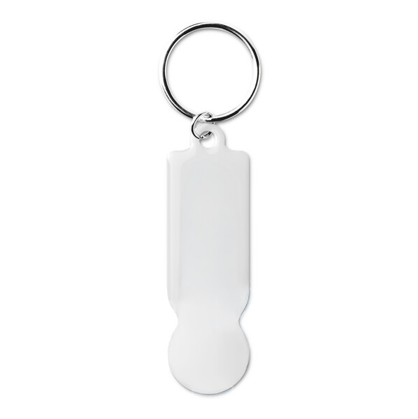 Aluminium token keyring - €1 coin / Tissue paper wrapping