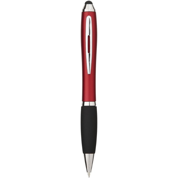 Kuličkové pero a stylus Nash s černým úchopem - Červená s efektem námrazy / Černá