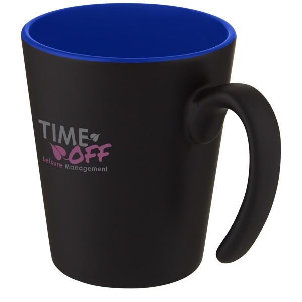 Mug en céramique Oli 360 ml avec anse - Bleu / Noir