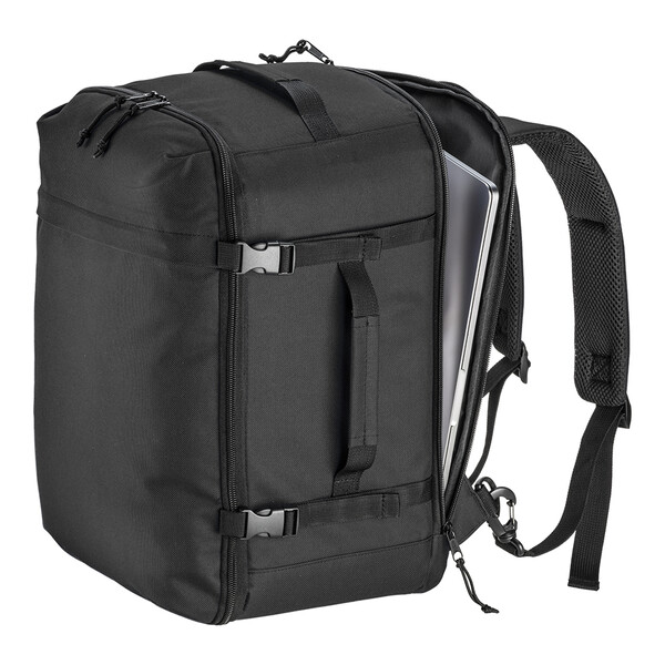 Cabin Size Travel Backpack With Laptop Holder (15) In 600D Polyester - Black