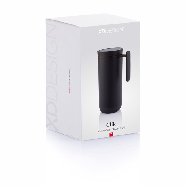 Potovalna skodelica Xd Design Clik 225 ml, neprepustna - Črna / antracit