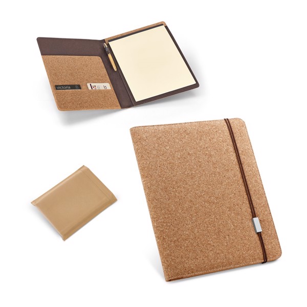 PS - SERPA. A4 cork folder with a block of plain sheets