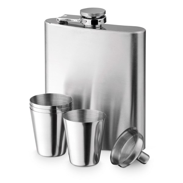 PS - NOVAK. Stainless steel bottle and glasses set 200 mL