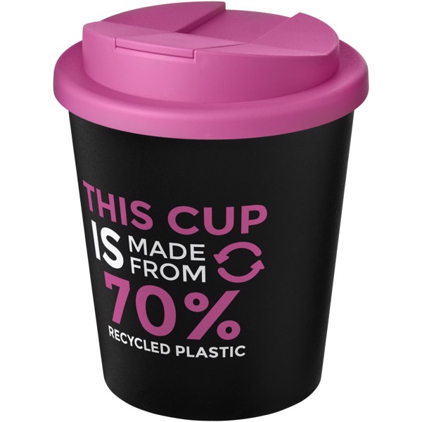 Americano® Espresso Eco 250 ml recycelter Isolierbecher mit auslaufsicherem Deckel - schwarz / magenta