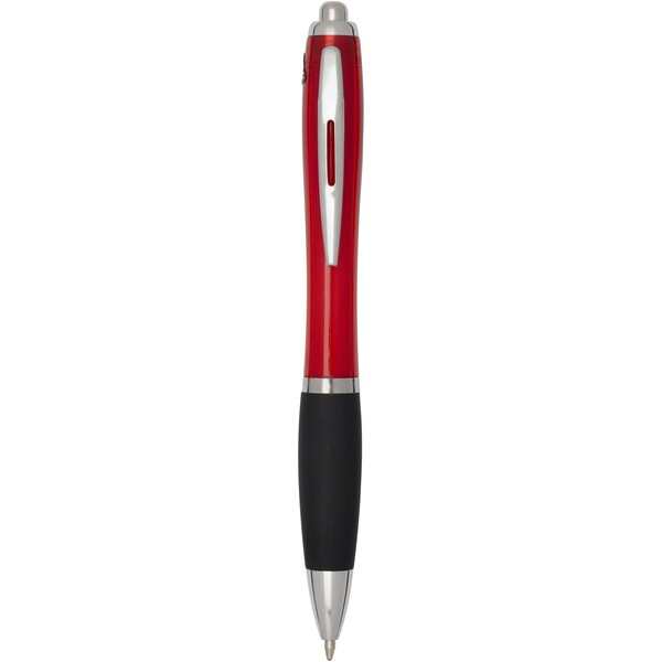 Nash RCS recycled plastic ballpoint pen with coloured barrel and black grip (black ink) - Red
