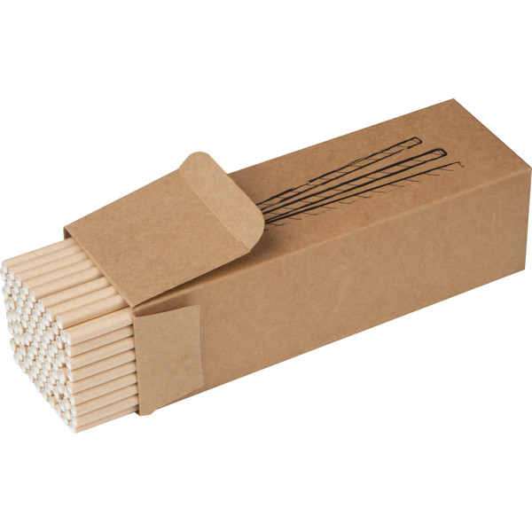 Set of 100 drink straws made of paper CARTER - Brown