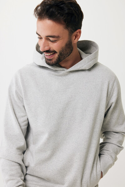 Mikina s kapucí a bočními kapsami Iqoniq Yengo z rec. bavlny - Light Heather Grey / 4XL