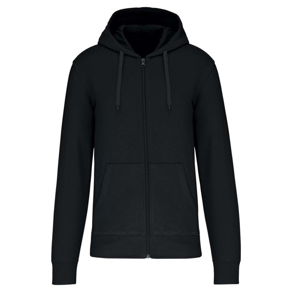 Men's Eco-Friendly Hooded Sweatshirt With Zip Fastening - Black / S