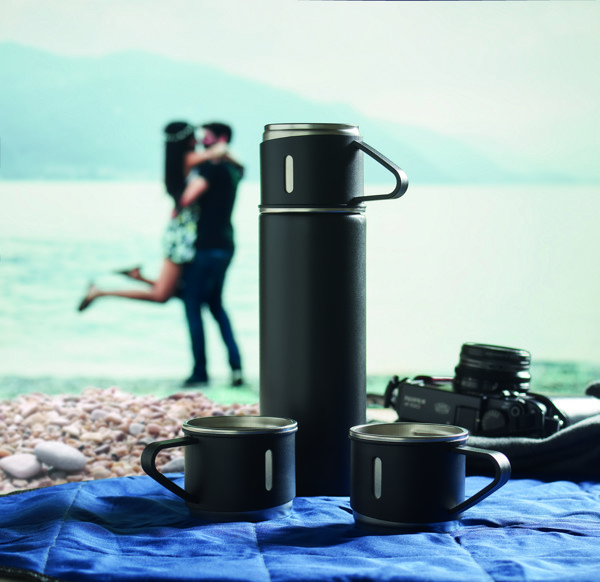 Conjunto garrafa e caneca aço Sharm