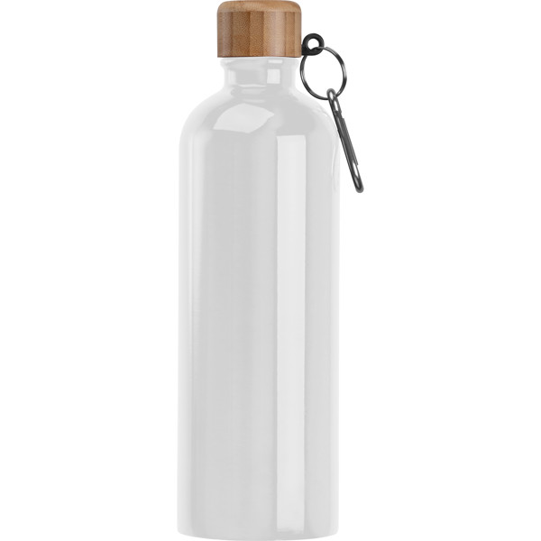 Stainless steel drinking bottle with carabiner, 750ml RUTH - White